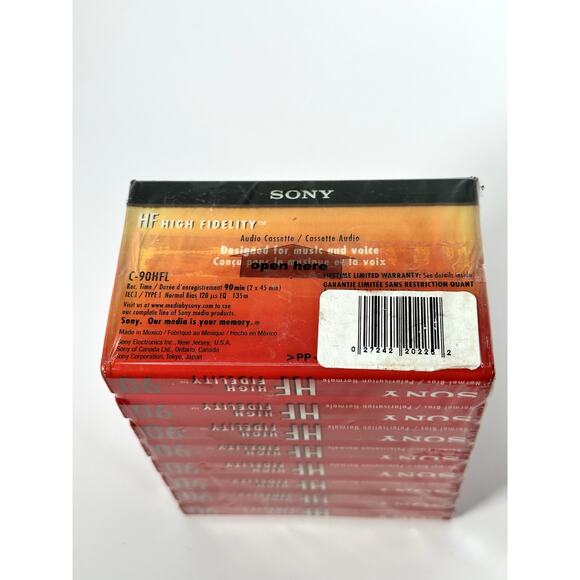 Sony High Fidelity 90-Min Cassette Tapes 8-Pack Brand New Sealed Blank Audio - Picture 4 of 4